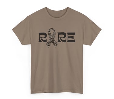 Rare | Zebra Printed Awareness Ribbon | Cotton Tee, Brown Savana