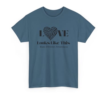 Love Looks Like This | Rare Disease Awareness | Cotton Tee, Indigo Blue