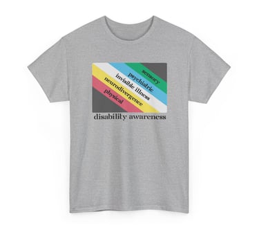 Disability Pride Flag Color Label Definitions | Disability Awareness | Cotton Tee, Sport Grey