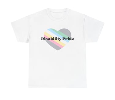 Disability Pride | Disability Pride Flag Heart | Cotton Tee, White