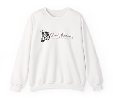 Rarely Ordinary Collection with Zebra Face Outline Crewneck Sweatshirt, White