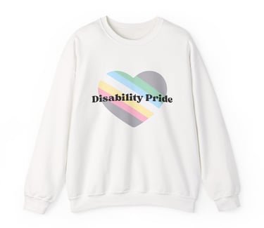 Disability Pride | Disability Pride Flag Heart | Crewneck Sweatshirt, White