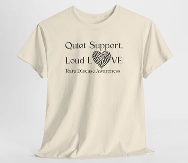 Quiet Support, Loud Love | Zebra Heart | Rare Disease Awareness | Cotton Tee, Natural Color
