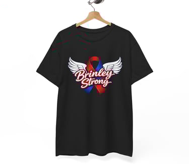 Brinley Strong | Congenital Heart Awareness Ribbon | Angel Wings | Cotton Tee, Black