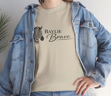 Baylie Brave | Zebra Face Outline | Cotton Tee, Sand