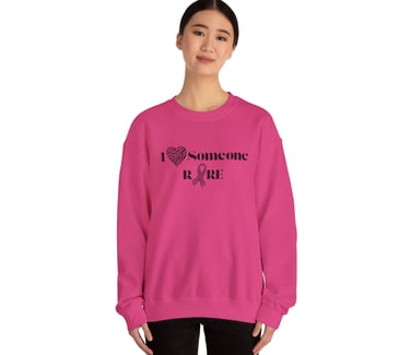 I Love Someone Rare | Zebra Printed Heart & Awareness Ribbon | Crewneck Sweatshirt, Heliconia