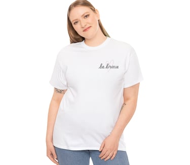 Be Brave Heart Cotton Tee, White