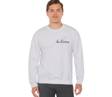 Be Brave Heart Crewneck Sweatshirt, Ash Grey