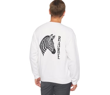 RARE | Zebra Face Outline | Crewneck Sweatshirt, Back White