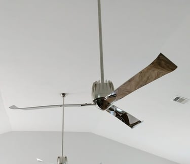 Beautiful chrome 3 blade ceiling fans installed
