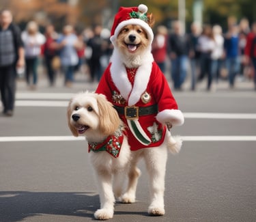 Dog in Santa suit