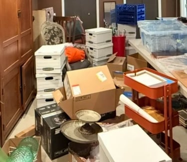 Before cleanout – cluttered home interior prior to full-service cleanout in Metro Detroit