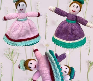 vintage knitted topsy turvy doll