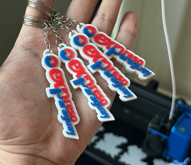 Expreso Paraguay 3D printed keychains in red, blue, and white colors 3d llaveros paraguay