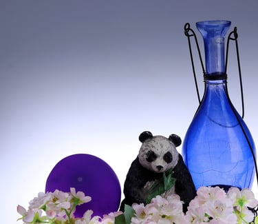 Photography of still life object with flowrs and jars