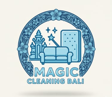 a couch with a magic cleaning ball on it