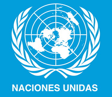 Official United Nations logo in Spanish featuring the world map and olive branches on a blue background.