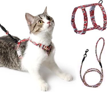 PETTOM Arnes Gato Ajustable Antiescape con Correa Cuerda Redonda