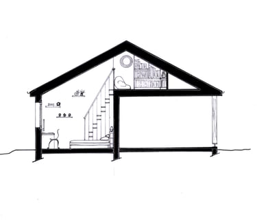 Coupe extension chambre avec mezzanine