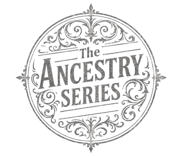 logo in vintage engraved lettering with Victorian flourishes on parchment.