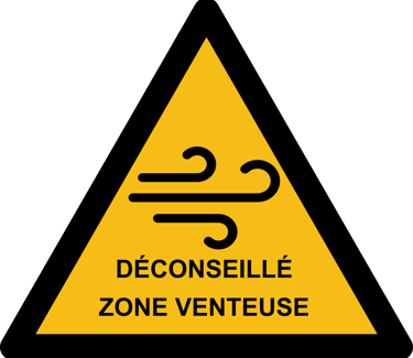 déconseillé zone venteuse
