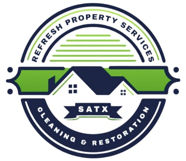 a logo for Refresh Property Service in San Antonio, TX.