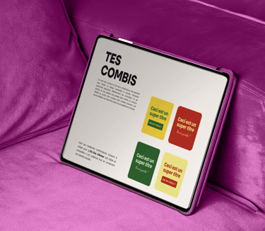 IPad présentant la page "Tes Combis" couleur du Brand Starter