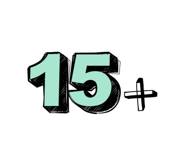 a number fifteen with a plus sign