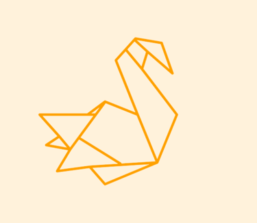 Swanas Logo, an orange paper swan