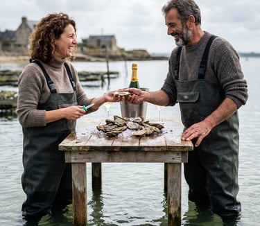 instant de partage lors d’une expérience immersive d’ostréiculture