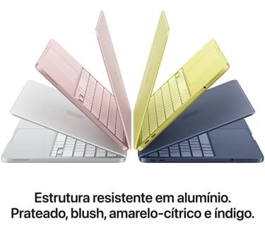 macbook neo, estrutura resistente em alumínio com várias cores disponíveis