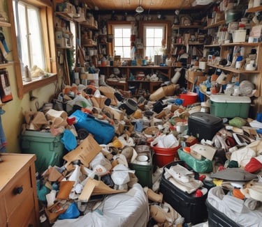 a dirty trash everywhere single wide trailer