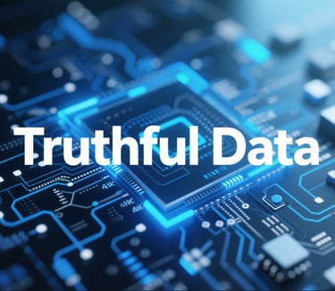 a digital circuit board with the words truthful data in the middle of the image