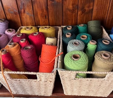 macrame accessories in lovely bright colours