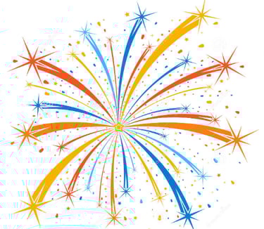 a fireworks with colorful fireworks in the background