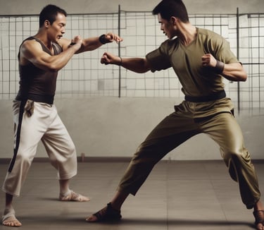 A man and a woman boxing in a gym