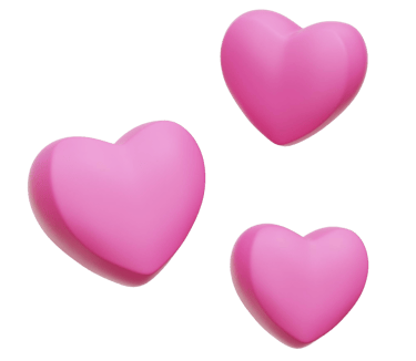 three pink hearts shaped soaps with a white background