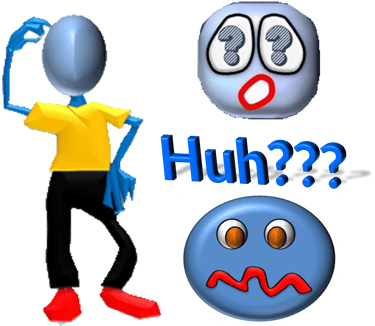 Picture of confused surprise and shock. Designed by Debbie Dunn using PowerPoint and Paint.