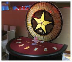 Money Wheel Table with a red felt and star wheel