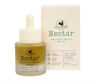 Non toxic animal based retinol serum for anti aging and acne using grass fed tallow and emu oil.