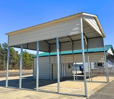 Covered carport metal structure – Caney Creek Sheds