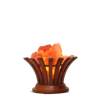 Small square pink salt slab on iron stand