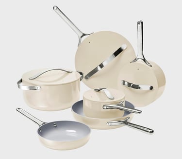 Caraway Deluxe Nonstick Ceramic Cookware Set (16 Piece) Pots, Frying Pans, Lids and Kitchen Storage