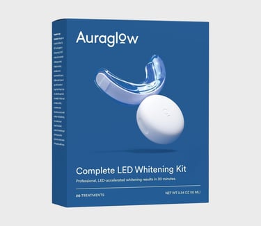 How to get white teeth Auraglow Teeth Whitening Kit, LED Accelerator Light, 35% Carbamide Peroxide T