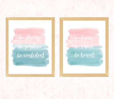 kids prints with pastel watercolor background and inspirational quotes in script