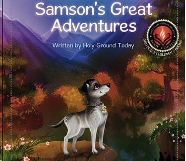 Samson’s Great Adventures award-winning kids book cover with Samson the dog.
