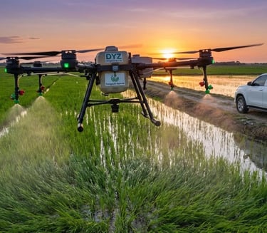 Fumigación agrícola con drones en campo - DYZ Ingeniería