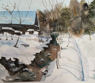 Snow, Barn and landscape will get you in a place. Discover the beauty of it: tranquility. Dianaq.art