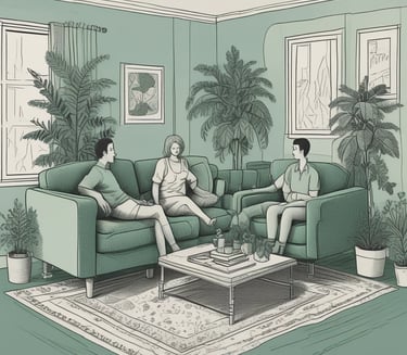 A supportive parent and child having a conversation with a mobile therapist.