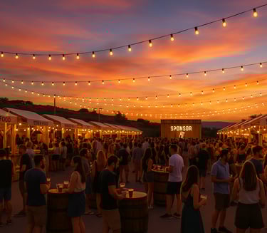 A BIG OUTSIDE FESTIVAL WITH PEOPLE AND FOOD VANS